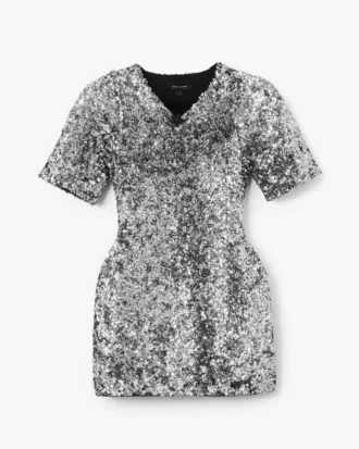 Abito in maglia con scollo a V e paillettes