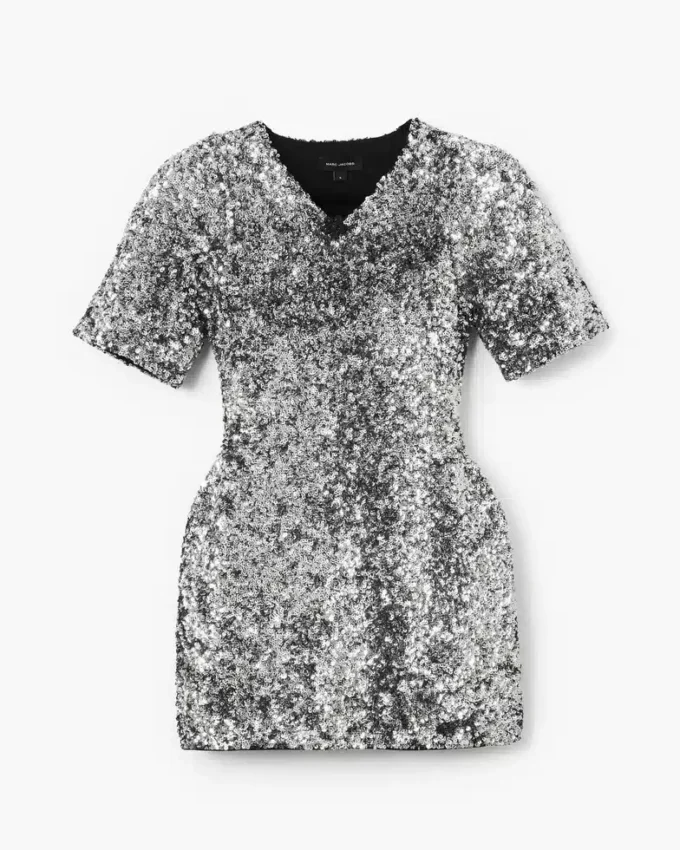 Abito in maglia con scollo a V e paillettes Abito in maglia con scollo a V e paillettes