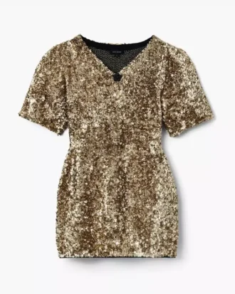 Abito in maglia con scollo a V e paillettes