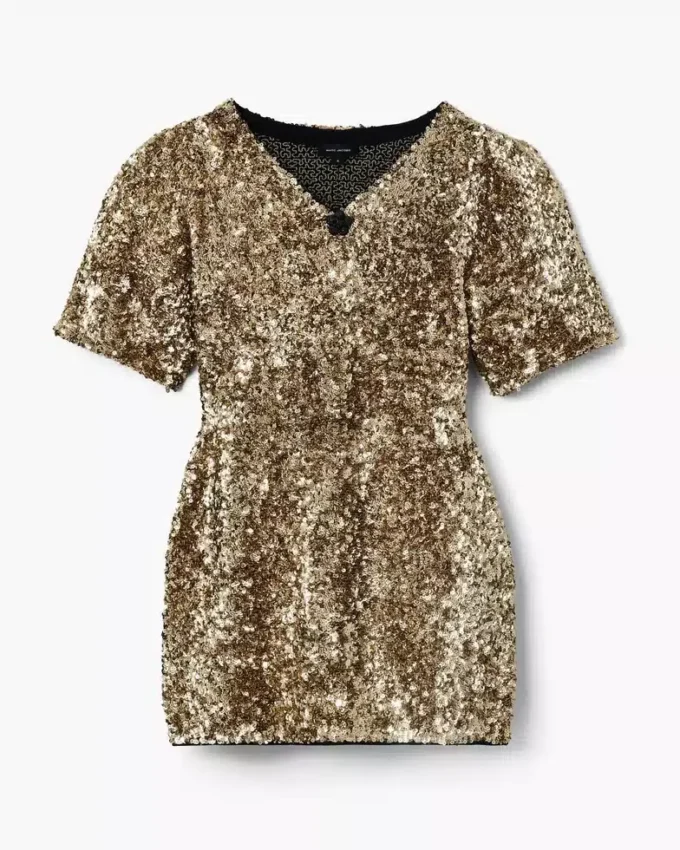 Abito in maglia con scollo a V e paillettes Abito in maglia con scollo a V e paillettes