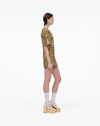 Abito in maglia con scollo a V e paillettes