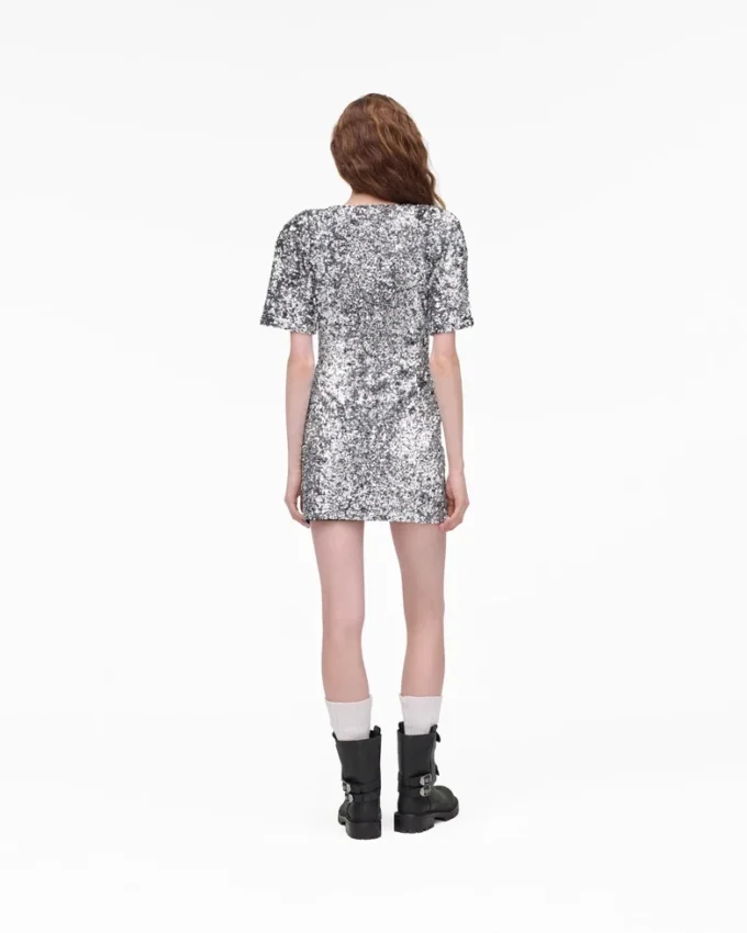 Abito in maglia con scollo a V e paillettes Abito in maglia con scollo a V e paillettes