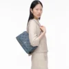 Borsa a tracolla convertibile in denim trapuntato