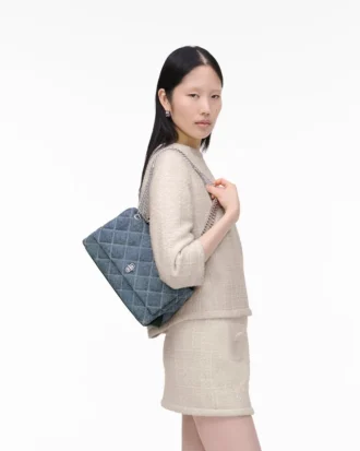 Borsa a tracolla convertibile in denim trapuntato