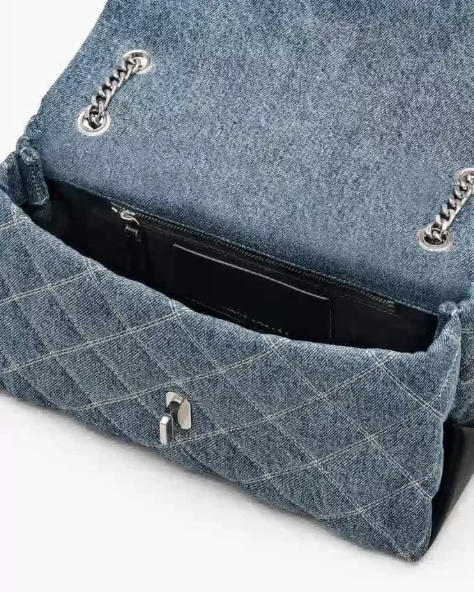 Borsa a tracolla convertibile in denim trapuntato