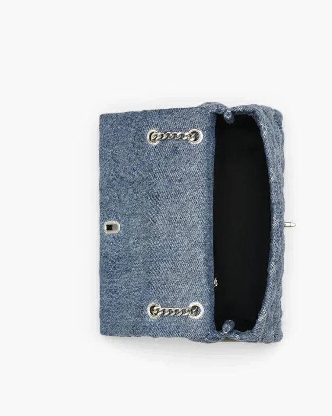 Borsa a tracolla convertibile in denim trapuntato