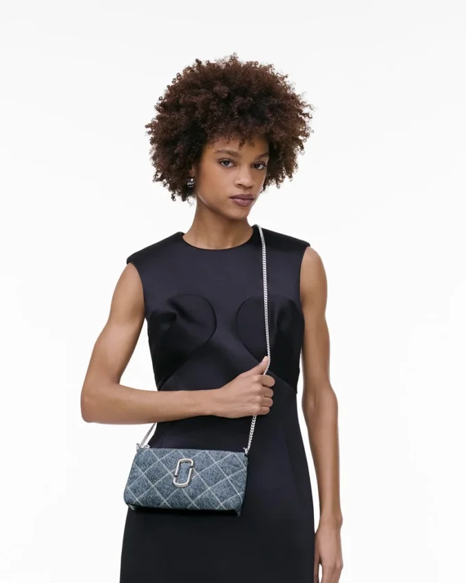 Borsa a tracolla convertibile The Snapshot in denim trapuntato