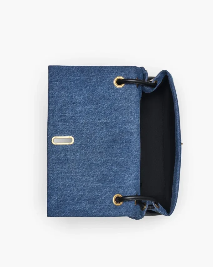 Borsa doppia grande in denim con ciondoli Borsa doppia grande in denim con ciondoli