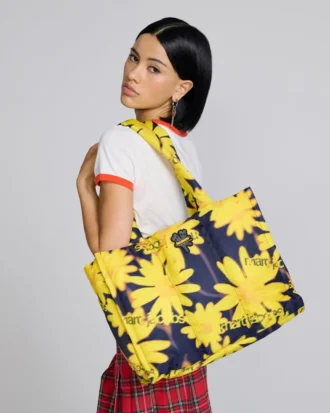 Borsa tote con motivo floreale laser