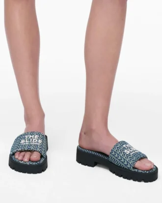 Ciabatta con suola Monogram Lug in denim