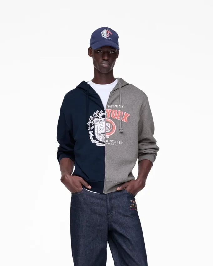 Felpa con cappuccio e zip A.P.C. X Marc Jacobs Split Crest