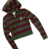 Felpa con cappuccio e zip a righe aderente