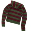 Felpa con cappuccio e zip a righe aderente