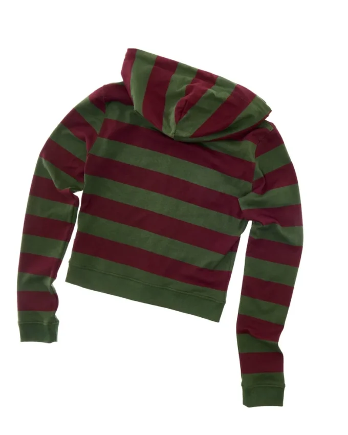 Felpa con cappuccio e zip a righe aderente