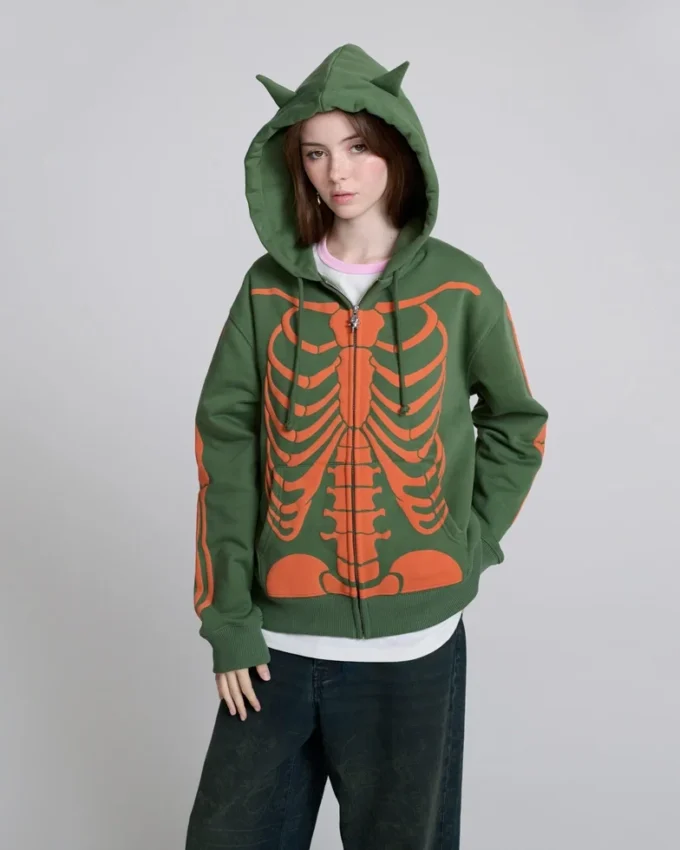 Felpa con cappuccio e zip Skeleton