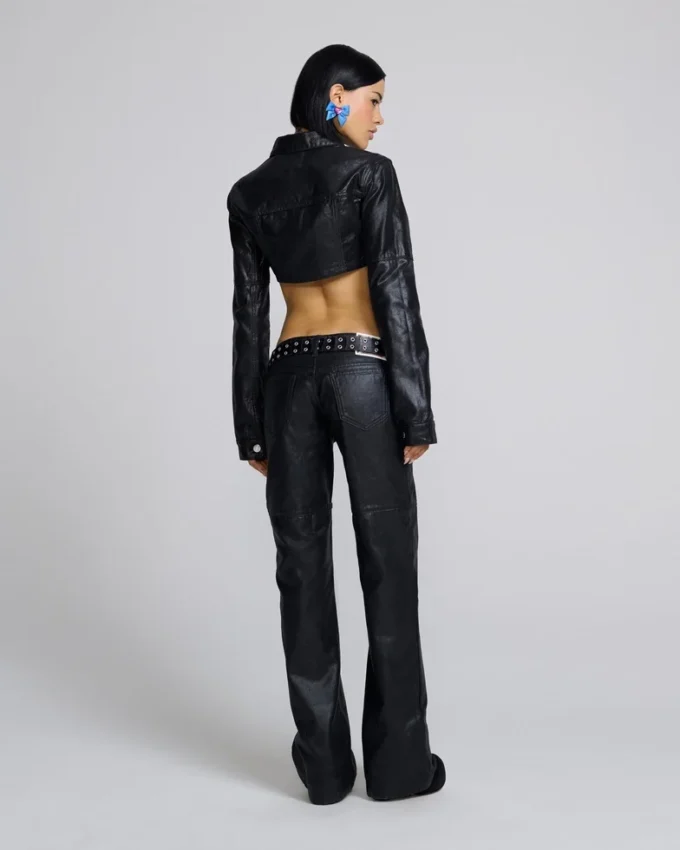 Giacca corta in denim rivestito
