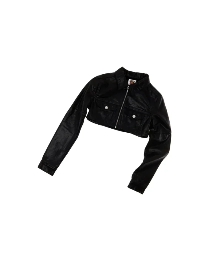 Giacca corta in denim rivestito
