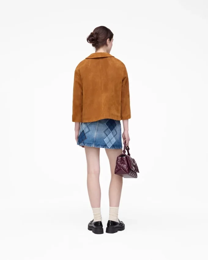 Giacca Doll in pelle scamosciata