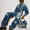 Giacca in denim con pieghe Rip And Repair Giacca in denim con pieghe Rip And Repair