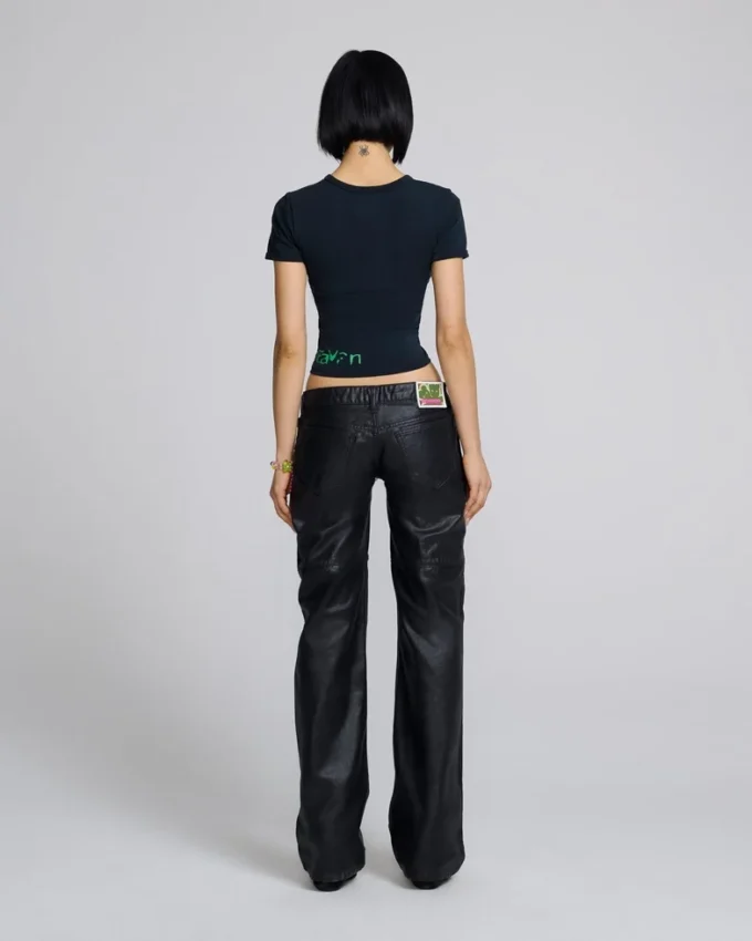 Jeans rivestiti con zip frontale