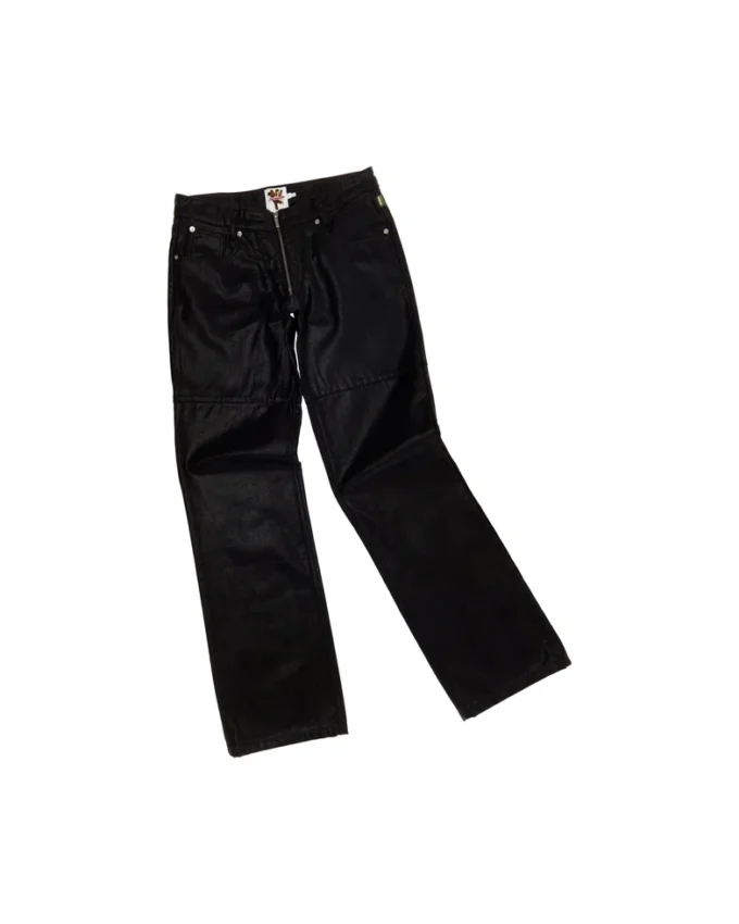 Jeans rivestiti con zip frontale
