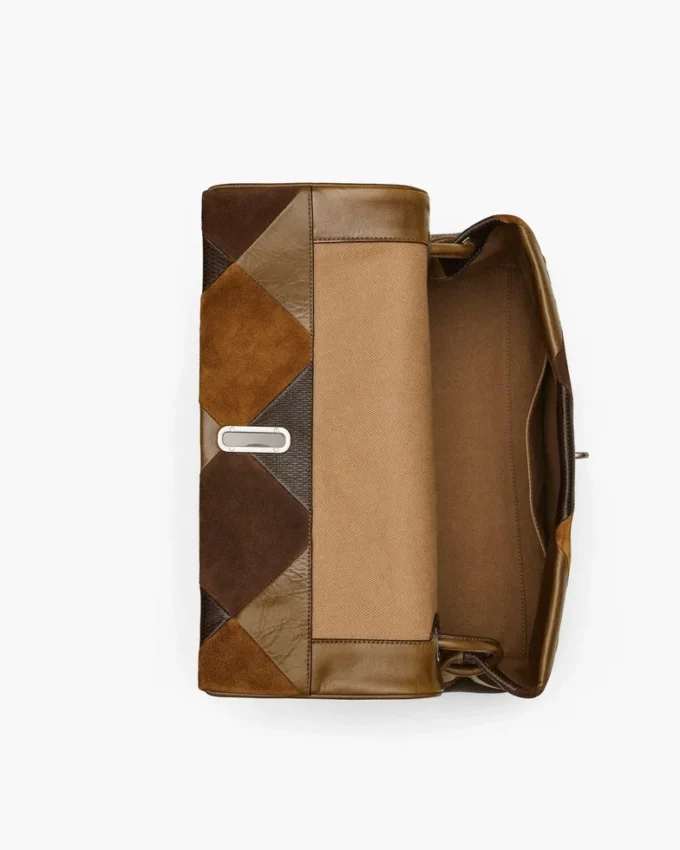 La borsa grande doppia in pelle scamosciata patchwork La borsa grande doppia in pelle scamosciata patchwork