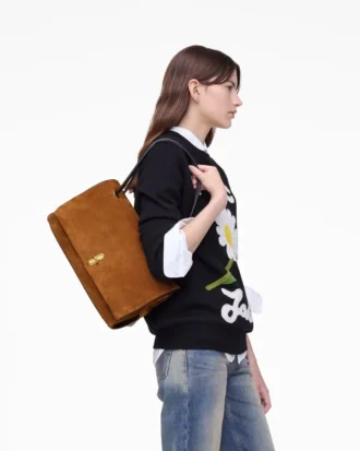 La borsa grande in pelle scamosciata Dual