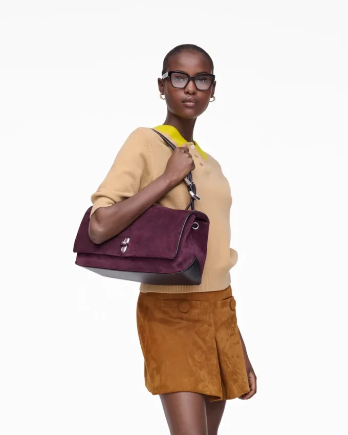 La borsa grande in pelle scamosciata Dual