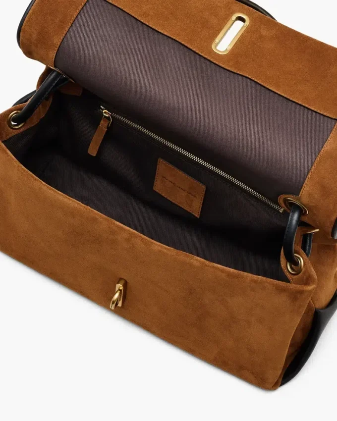 La borsa grande in pelle scamosciata Dual