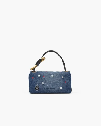 La mini borsa doppia in denim con ciondoli