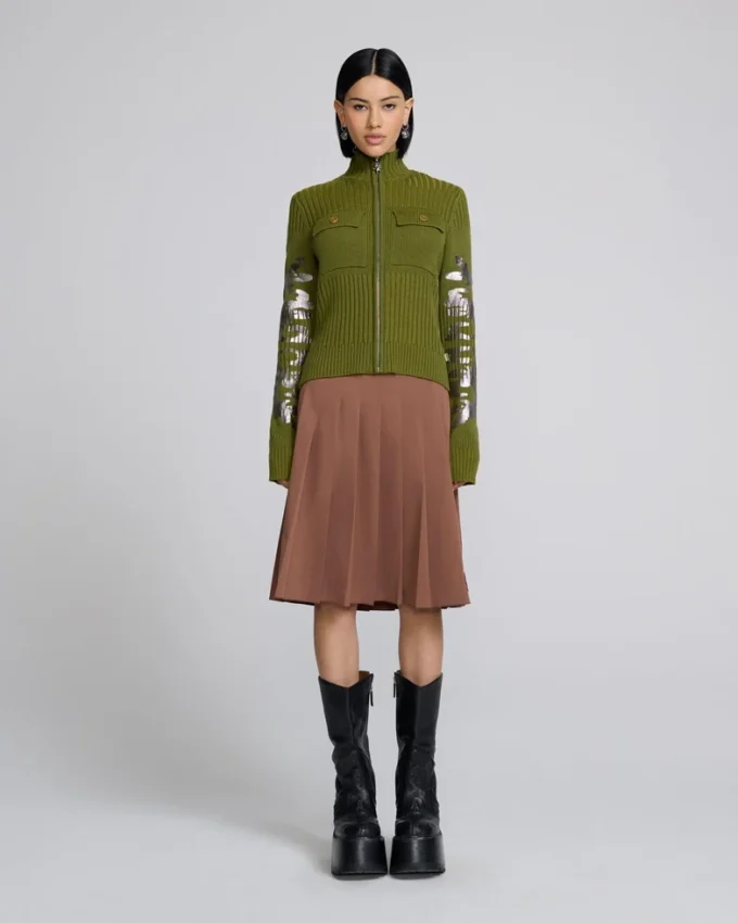 Maglia con zip placcata