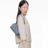 Mini borsa a doppia tracolla in denim trapuntato