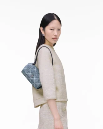 mini borsa a doppia tracolla in denim trapuntato 1 330x413 - Mini borsa a doppia tracolla in denim trapuntato