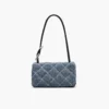 Mini borsa a doppia tracolla in denim trapuntato