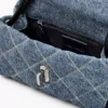 Mini borsa a doppia tracolla in denim trapuntato