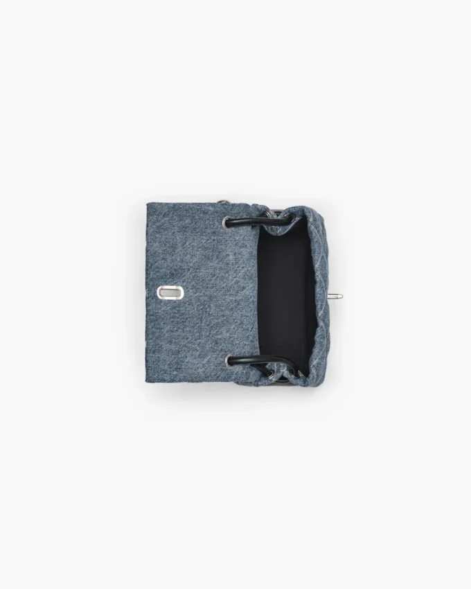 Mini borsa a doppia tracolla in denim trapuntato