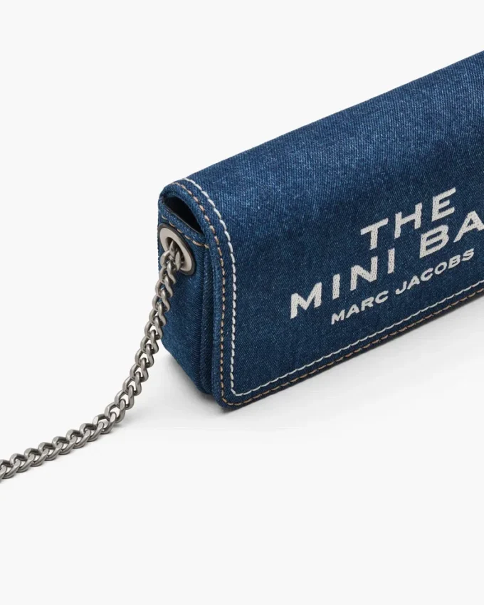 Mini borsa con catena in denim Mini borsa con catena in denim