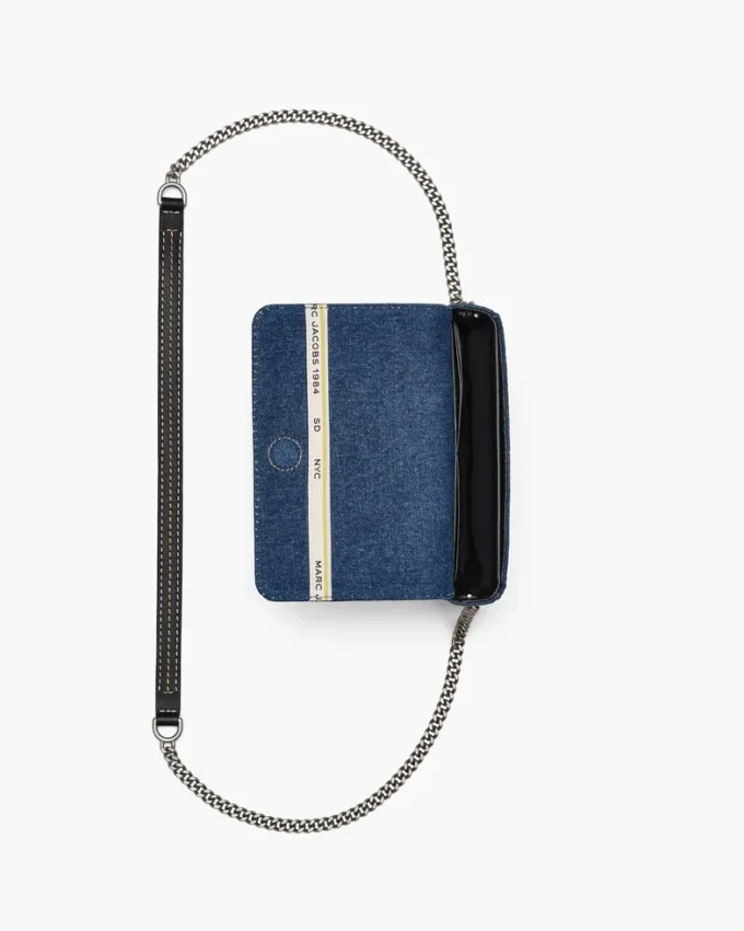Mini borsa con catena in denim Mini borsa con catena in denim