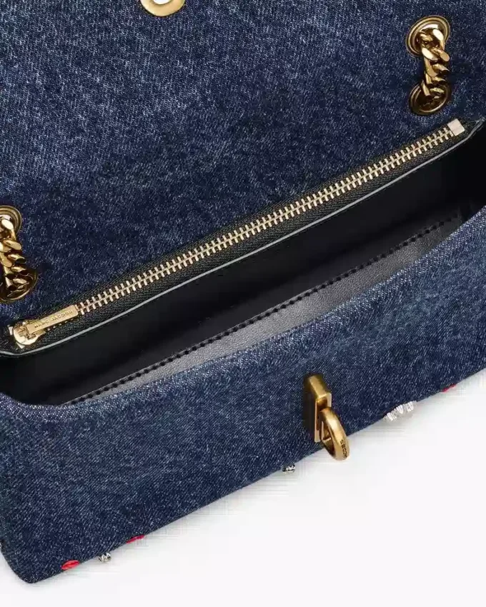 Mini borsa Trinket Charm Denim Dual Chain Mini borsa Trinket Charm Denim Dual Chain