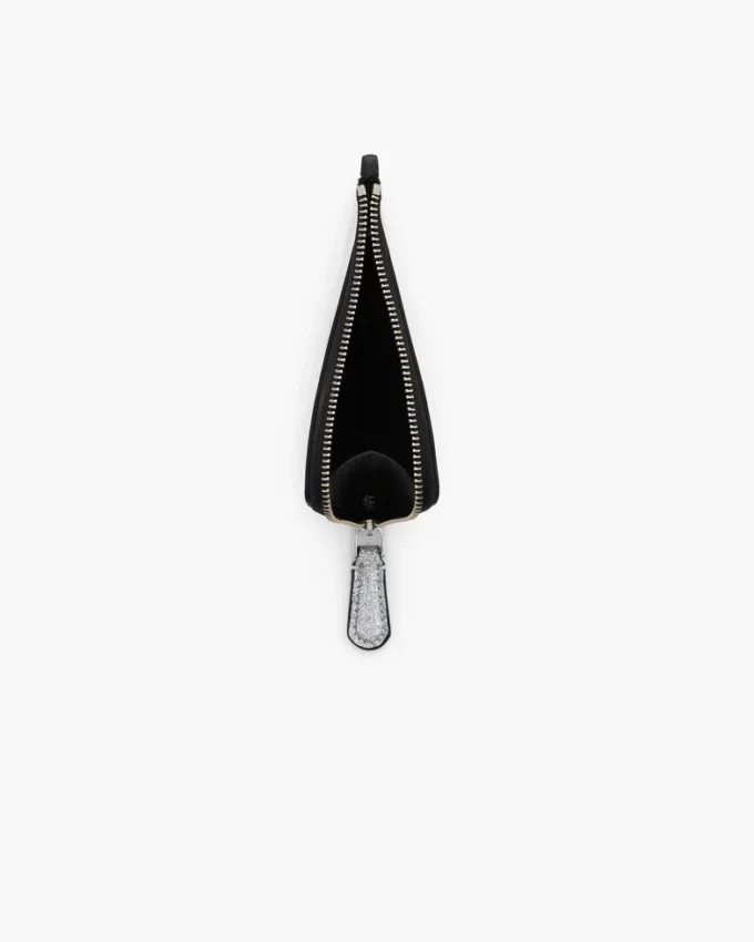 Portamonete con chiusura superiore e charm glitterato rivestito