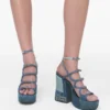 Sandalo con plateau Kiki in denim destrutturato Sandalo con plateau Kiki in denim destrutturato