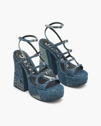 Sandalo con plateau Kiki in denim destrutturato