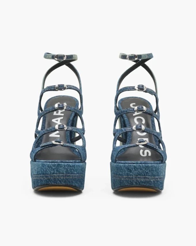Sandalo con plateau Kiki in denim destrutturato Sandalo con plateau Kiki in denim destrutturato