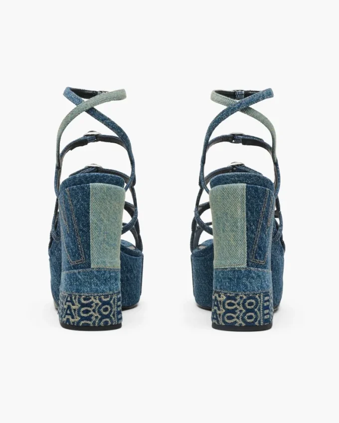 Sandalo con plateau Kiki in denim destrutturato Sandalo con plateau Kiki in denim destrutturato