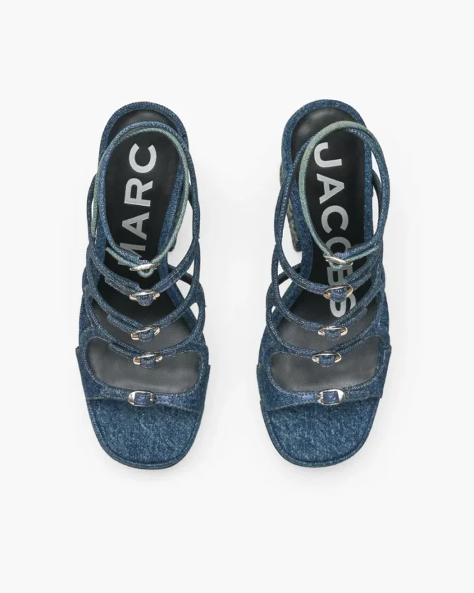 Sandalo con plateau Kiki in denim destrutturato Sandalo con plateau Kiki in denim destrutturato
