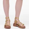 Sandalo gladiatore in pelle metallizzata con Daisy