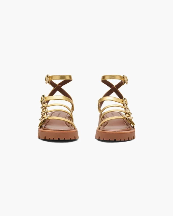 Sandalo gladiatore in pelle metallizzata con Daisy