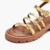 Sandalo gladiatore in pelle metallizzata con Daisy