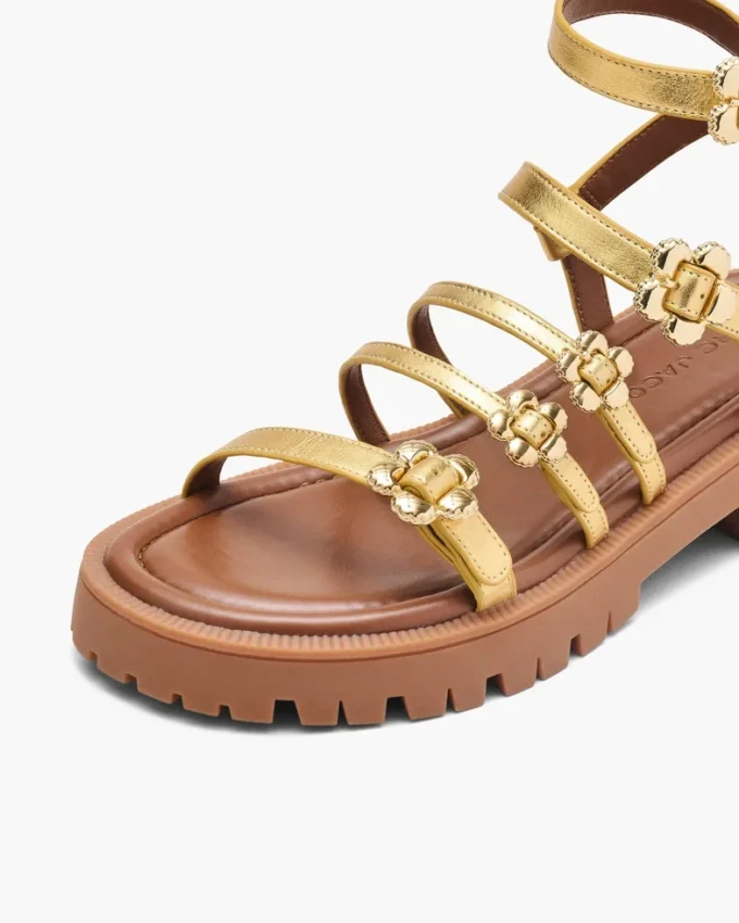 Sandalo gladiatore in pelle metallizzata con Daisy