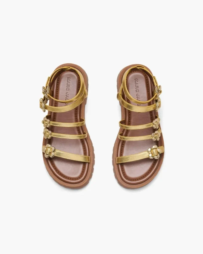 Sandalo gladiatore in pelle metallizzata con Daisy